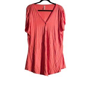 Coral Loveappella Womens Button-Down Top Size 2X Rayon/Spandex Blend